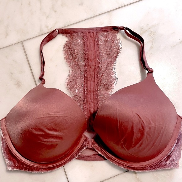 Victoria's Secret Other - Victoria’s Secret, 34C, front closure, mauve, lace t-back push-up underwire bra